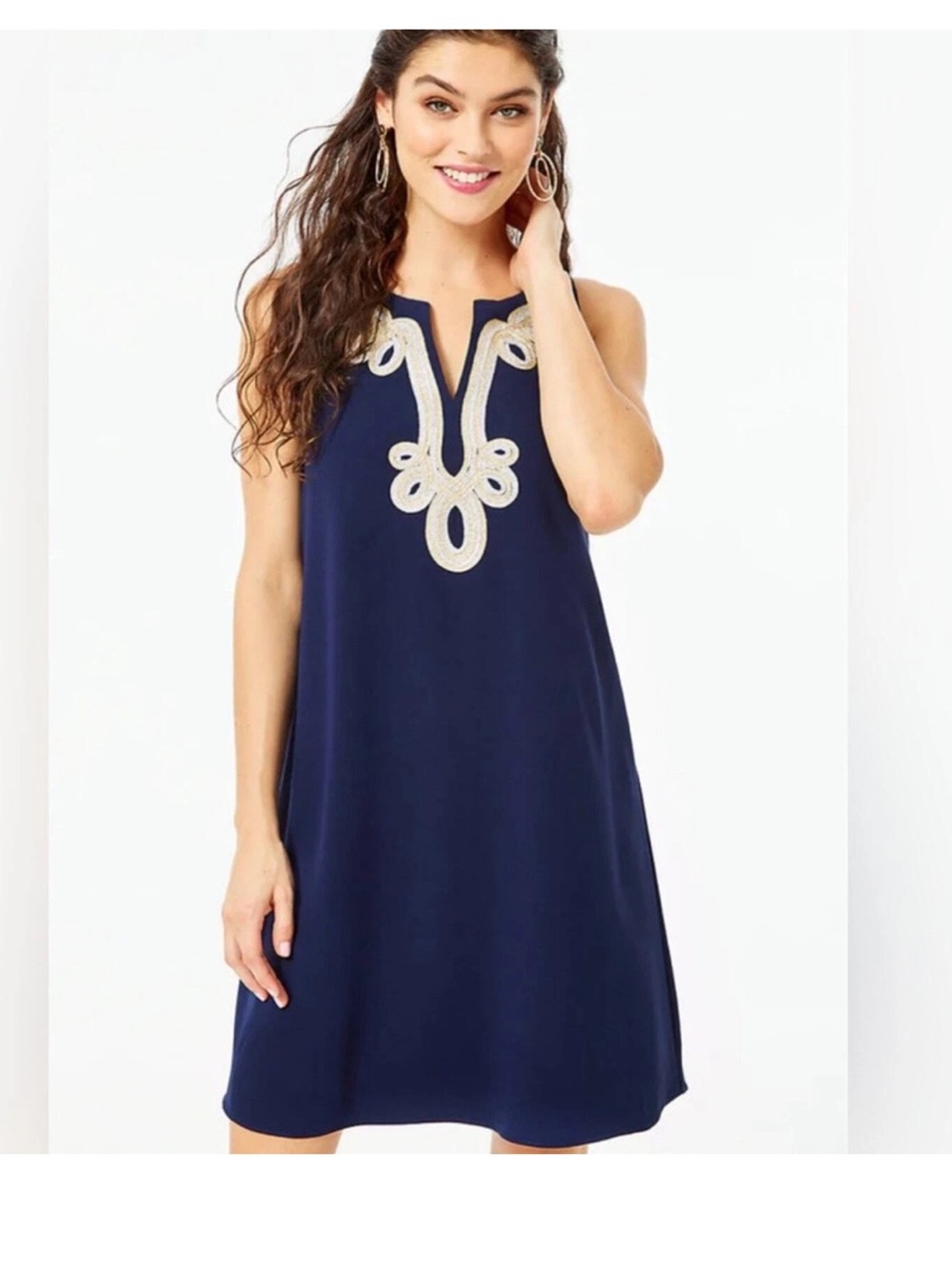 LILLY PULITZER Cherlyn Soft Shift Dress Size 4 Navy Blue‎ Nautical Preppy